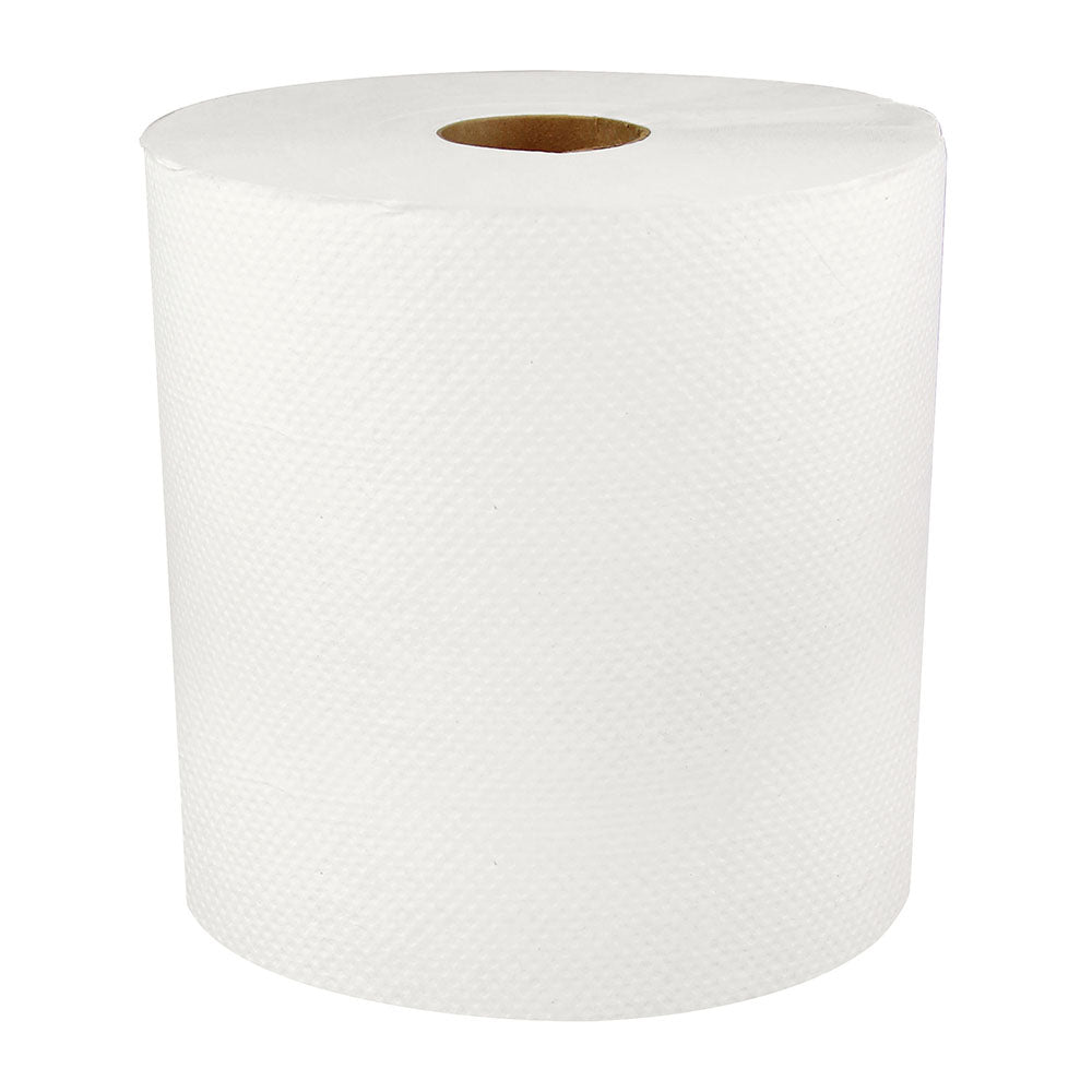 White Hard Wound Roll Towel, 800', 6/Case