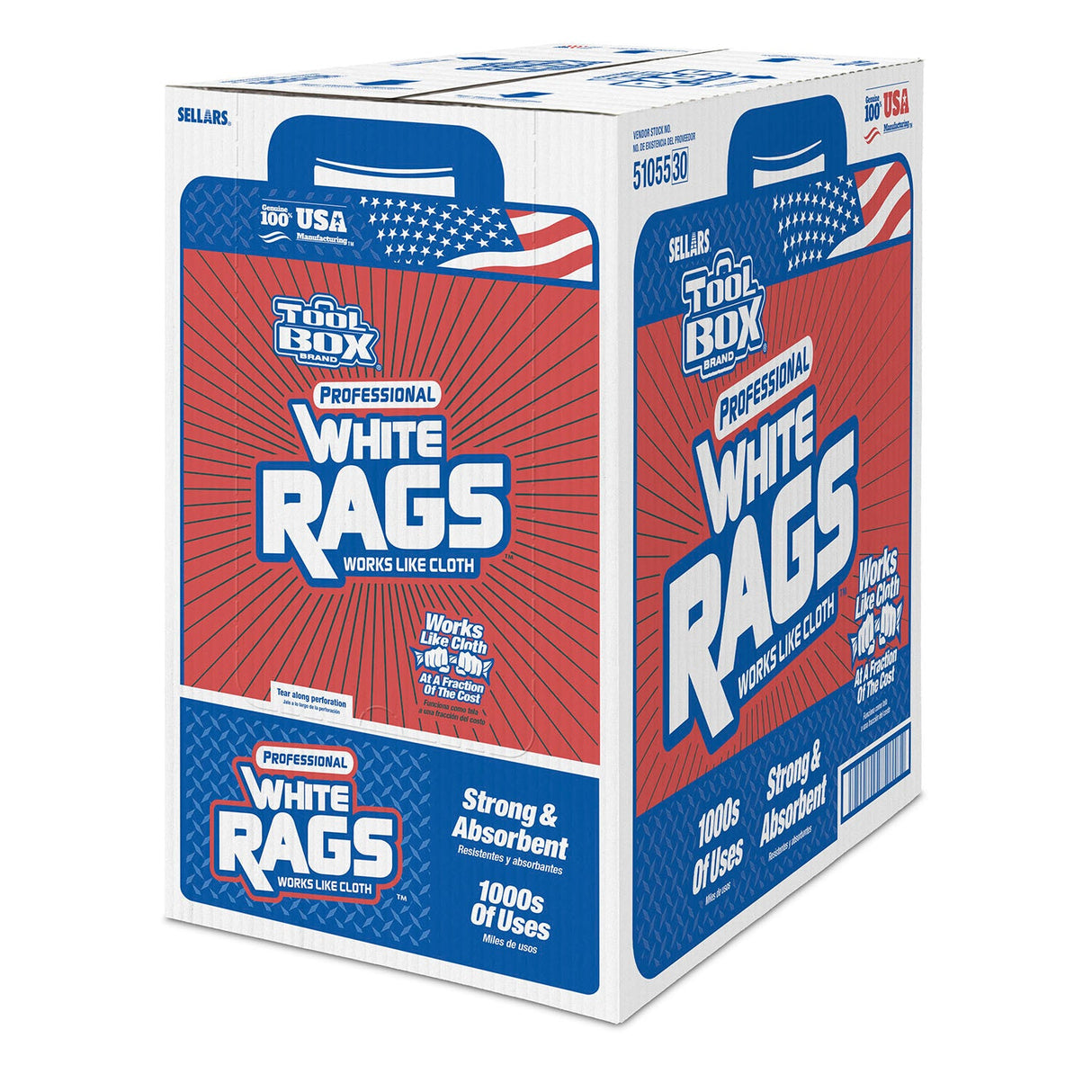 Roll of White Rags, 55ct, 30/Case