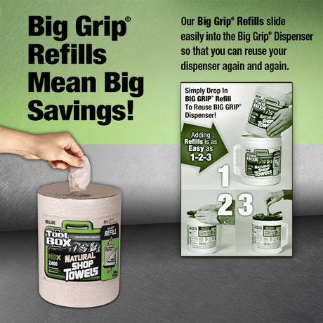 Z400 Medium-Duty Recycled Wiper Refill for Big Grip® Dispenser, 200ct, 6/Case