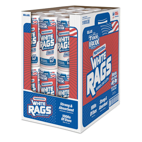 Roll of White Rags, 55ct, 30/Case