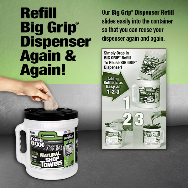 Z400 Medium-Duty Recycled Wipers in Big Grip® Dispenser, 200ct, 2/Case